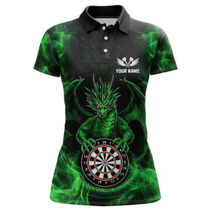 Custom Green Dragon Darts Board Dart Shirts For Women Darts Team Jerseys Polo & 1/4 Zip NNT121