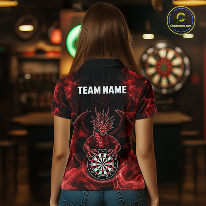 Custom Red Dragon Darts Board Dart Shirts For Women Darts Team Jerseys Polo & 1/4 Zip NNT121