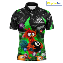 Load image into Gallery viewer, Custom Green Funny Chicken 8 Ball &amp; 9 Ball Billiard Shirt for Men Billiard Team Jerseys NNT190