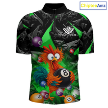 Load image into Gallery viewer, Custom Green Funny Chicken 8 Ball &amp; 9 Ball Billiard Shirt for Men Billiard Team Jerseys NNT190