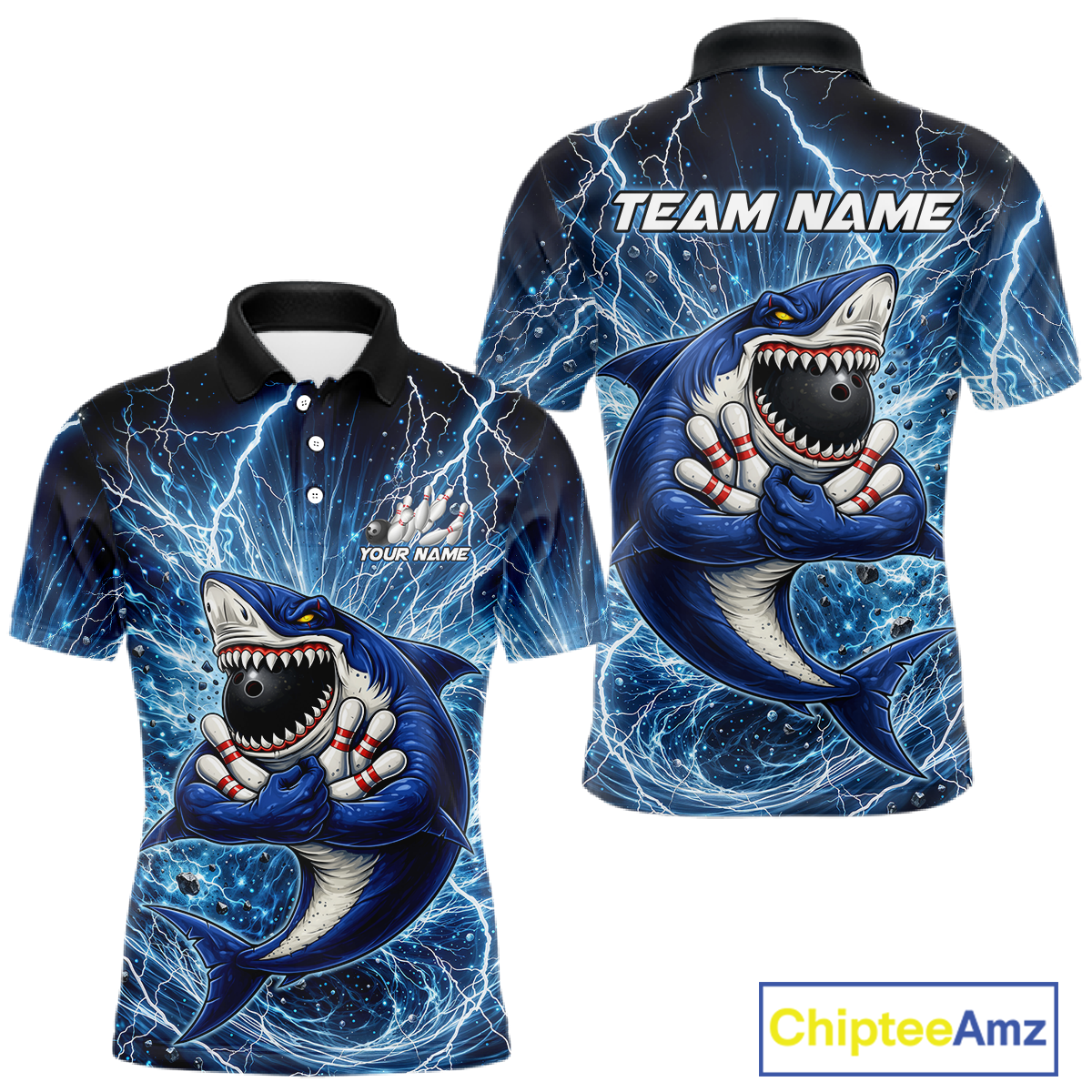 Custom Flame Shake Bowling Jersey for Men Polo & 1/4 Zip Bowling Team Shirts HNT223