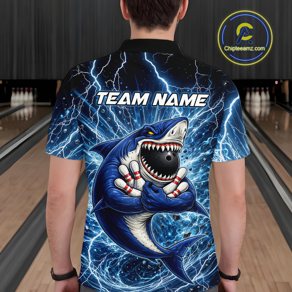 Custom Flame Shake Bowling Jersey for Men Polo & 1/4 Zip Bowling Team Shirts HNT223