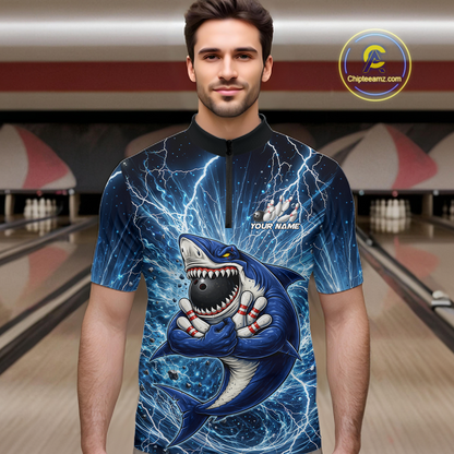 Custom Flame Shake Bowling Jersey for Men Polo & 1/4 Zip Bowling Team Shirts HNT223