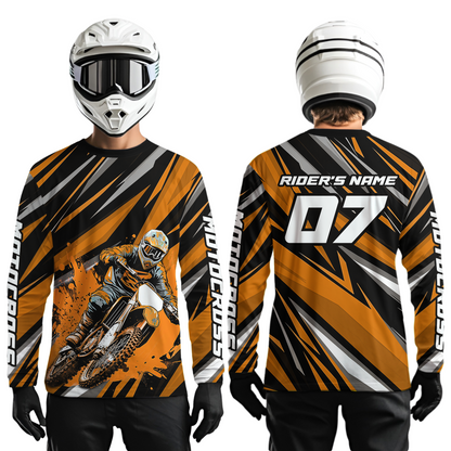 Custom Orange Youth Motocross Jersey Racing for Kid Men Women MX Dirt Bike Shirts UPF30+ DNT47