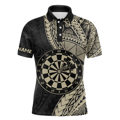 Custom Yellow Tribal Dart Shirts for Men Dart Team Jersey Dartboard Gifts Polo & 1/4 Zip NNT163