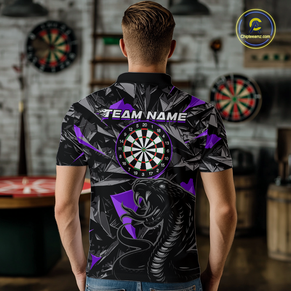 Purple Custom Cobra Snake Dart Shirts for Men Dart Team Jersey Dartboard Gifts Polo & 1/4 Zip NNT162