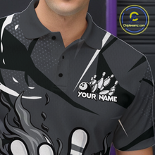 Load image into Gallery viewer, Custom Flame Bowling Jersey for Men Polo &amp; 1/4 Zip Bowling Team Shirts Bowling League HNT151
