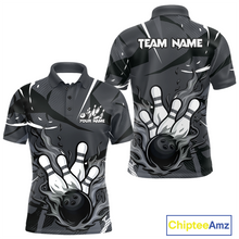 Load image into Gallery viewer, Custom Flame Bowling Jersey for Men Polo &amp; 1/4 Zip Bowling Team Shirts Bowling League HNT151