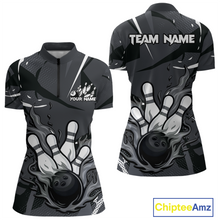 Load image into Gallery viewer, Custom Flame Bowling Jersey for Women Polo &amp; 1/4 Zip Bowling Team Shirts Bowling League HNT151