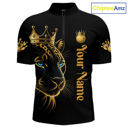 Black shirt with gold leopard design and 'Your Name' text, brand 'ChipteeAmz' visible.