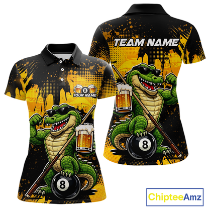 Custom Beer Alligator 8 Ball Pool Shirts Billiard Shirt for Women Billiard Team Jersey Billiard League NNT182