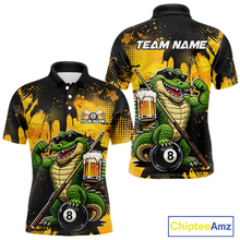 Load image into Gallery viewer, Custom Beer Alligator 8 Ball Pool Shirts Billiard Shirt for Men Billiard Team Jersey Billiard League NNT182
