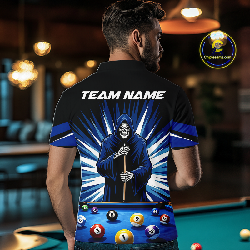 Custom Grim Reaper 8 Ball and 9 Ball Billiard Shirts for Men Billiard League Billiard Team Shirts NNT105