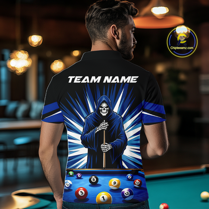Custom Grim Reaper 8 Ball and 9 Ball Billiard Shirts for Men Billiard League Billiard Team Shirts NNT105