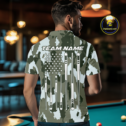 Custom Green Camo 8 Ball Billiard Shirts for Men Billiard League Billiard Team Shirts NNT106