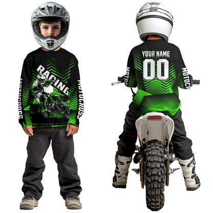 Custom Green Motocross Jersey Racing for Kid Men Women MX Dirt Bike Shirts UPF30+ DNT46