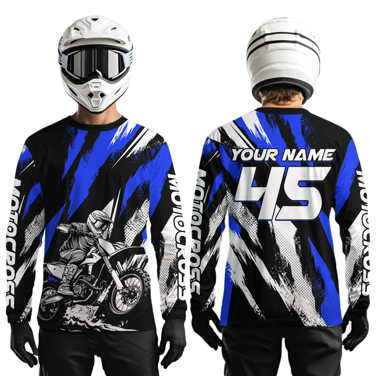 Blue Youth Motocross Shirts MX Racing Custom Dirt Bike Shirts Kid Men Women UPF30+ DNT33