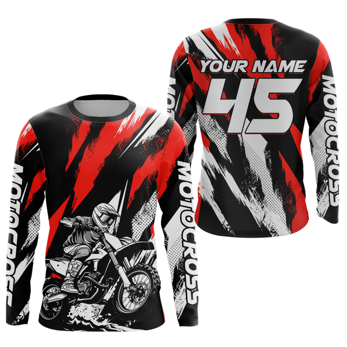 Red Youth Motocross Shirts MX Racing Custom Dirt Bike Shirts Kid Men Women UPF30+ DNT33