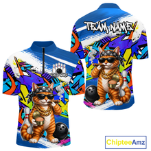 Load image into Gallery viewer, Colorful shirt with a cat graphic and 'Chiptee Amz' branding