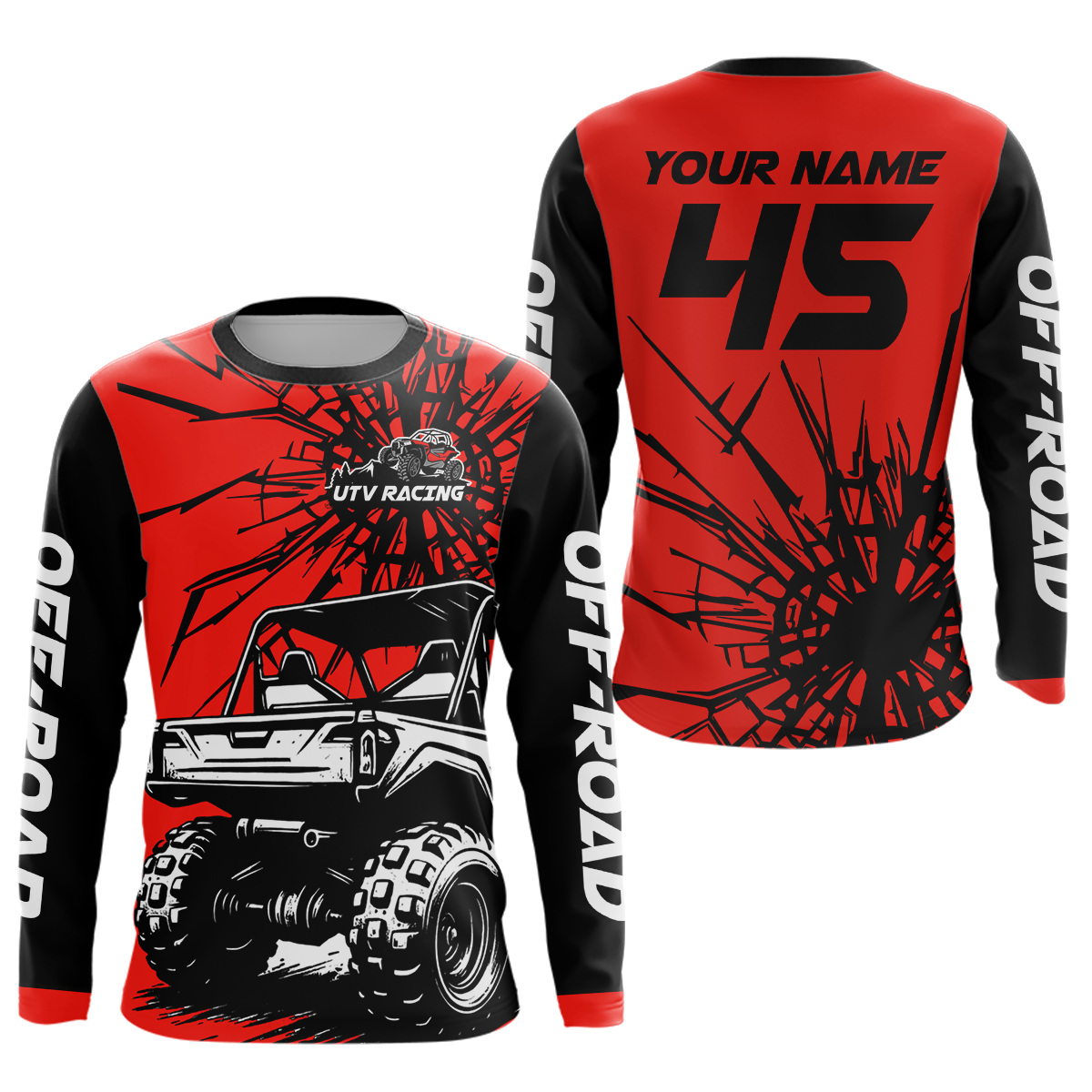 Personalized Red UTV Motocross Shirt Kid Men Women UPF30+ Off-Road UTV Racing Jersey DNT31