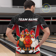 Load image into Gallery viewer, Red Funny Three Chicken Bowling Jersey for Men Bowling League Bowling Team Shirts HN287