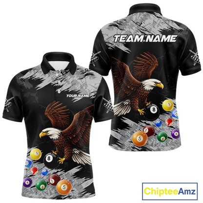 Custom Eagle 8 Ball Billiard Shirts for Men Billiard League Billiard Team Shirts Polo & 1/4 Zip NNT108
