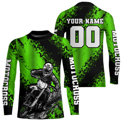 Custom Green MX Off Road Racing Shirts Kid Men Women Youth Motocross Shirts UPF30+ DNT36