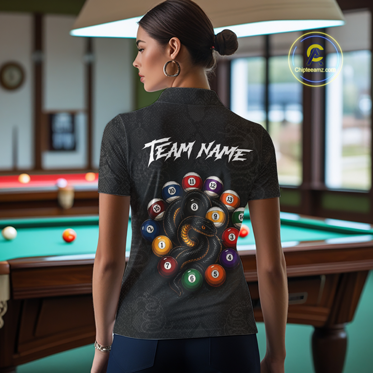 Custom Snake Yin Yang 8 Ball 9 Ball Billiard Shirt for Women Billiard Team Jersey Billiard League NNT185