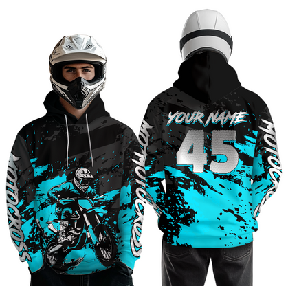 Custom Turquoise Youth Motocross Hoodie Jersey Kid Men Women Dirt Bike Motorcycle Hoodie HOT35