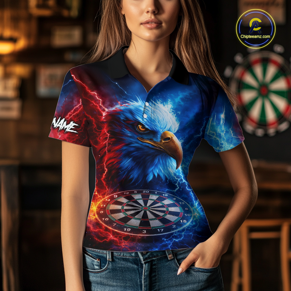 Custom Lightning Thunder Eagle Dart Shirts for Women Darts Team Jerseys Polo & 1/4 Zip NNT137