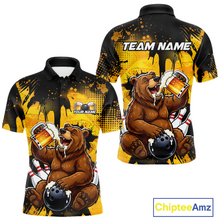 Load image into Gallery viewer, Custom Beer Bear Bowling Jersey for Men Bowling Team Shirts Bowling Polo &amp; 1/4 Zip HNT265