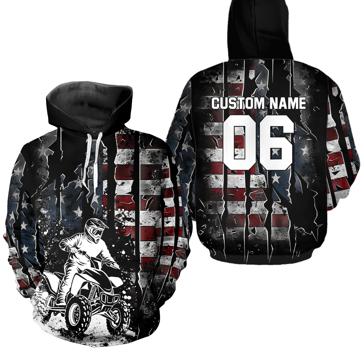 Custom US Flag Motocross Hoodie ATV Off-Road Quad Bike Hoodie for Men Women HOT25