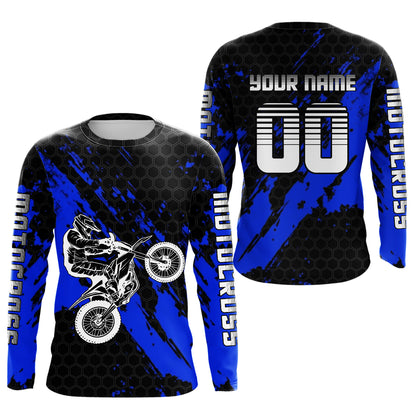 Blue Youth Motocross Jersey Adult Kid Upf30+Custom Racing Jersey Off-Road Jersey DNT51