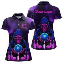 Load image into Gallery viewer, Custom Purple Grim Reaper Bowling Jersey for Women Bowling Team Shirts Polo &amp; 1/4 Zip HNT132