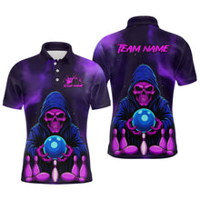 Load image into Gallery viewer, Custom Purple Grim Reaper Bowling Jersey for Men Bowling Team Shirts Polo &amp; 1/4 Zip HNT132