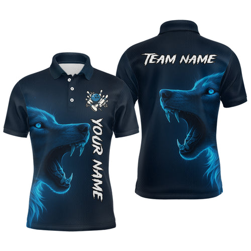 Custom Wolf Bowling Jersey for Men Polo & 1/4 Zip Bowling Team Shirts Bowling League HNT149
