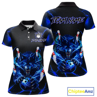 Custom Thunder Wolf Bowling Jersey for Women Bowling Uniform Polo &1/4 Zip Bowling Team Shirts HNT250