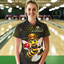Load image into Gallery viewer, Custom Funny Bee Bowling Jersey for Women Bowling Team Shirts Bowling League Polo &amp; 1/4 Zip HNT188