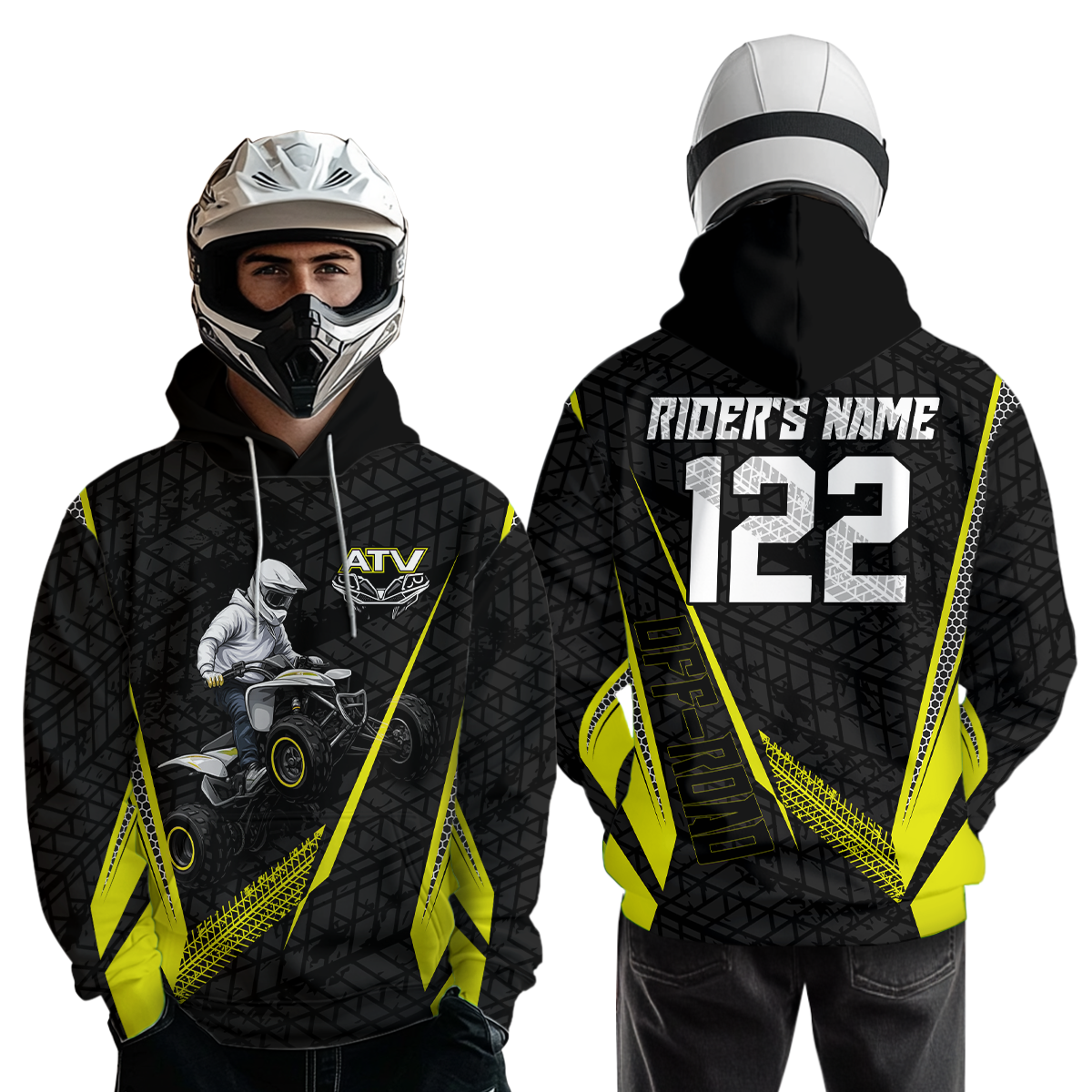 Yellow Atv Motocross Hoodie For Adult&Kid Upf30+ Pink Quad Bike Shirt Off-Road Atv Mx Racing NHN013