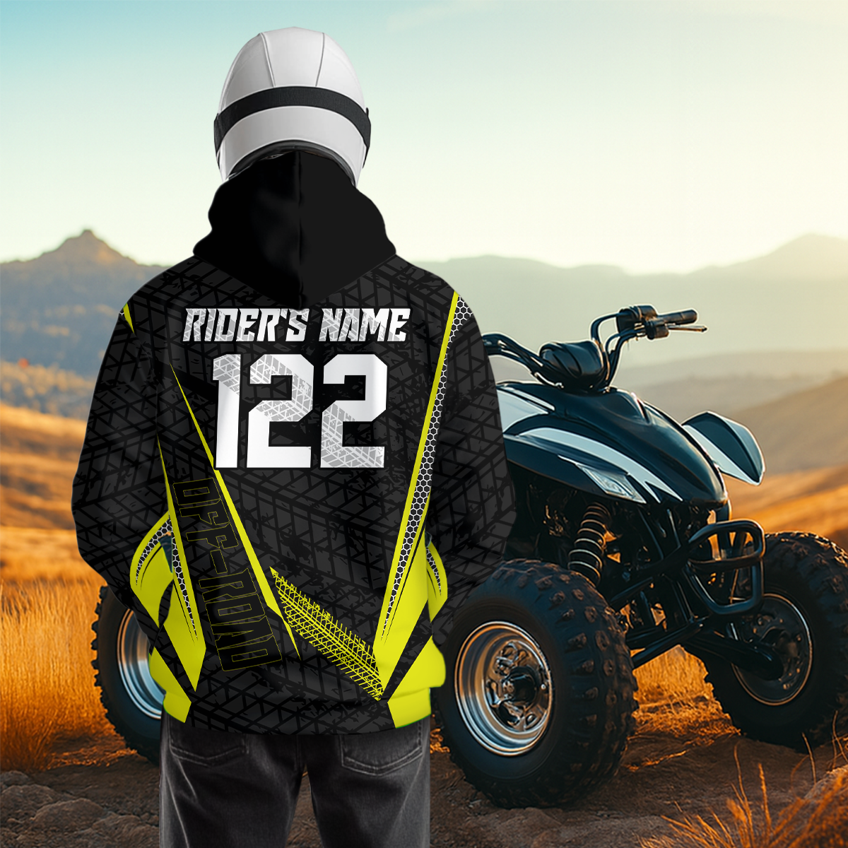 Yellow Atv Motocross Hoodie For Adult&Kid Upf30+ Pink Quad Bike Shirt Off-Road Atv Mx Racing NHN013