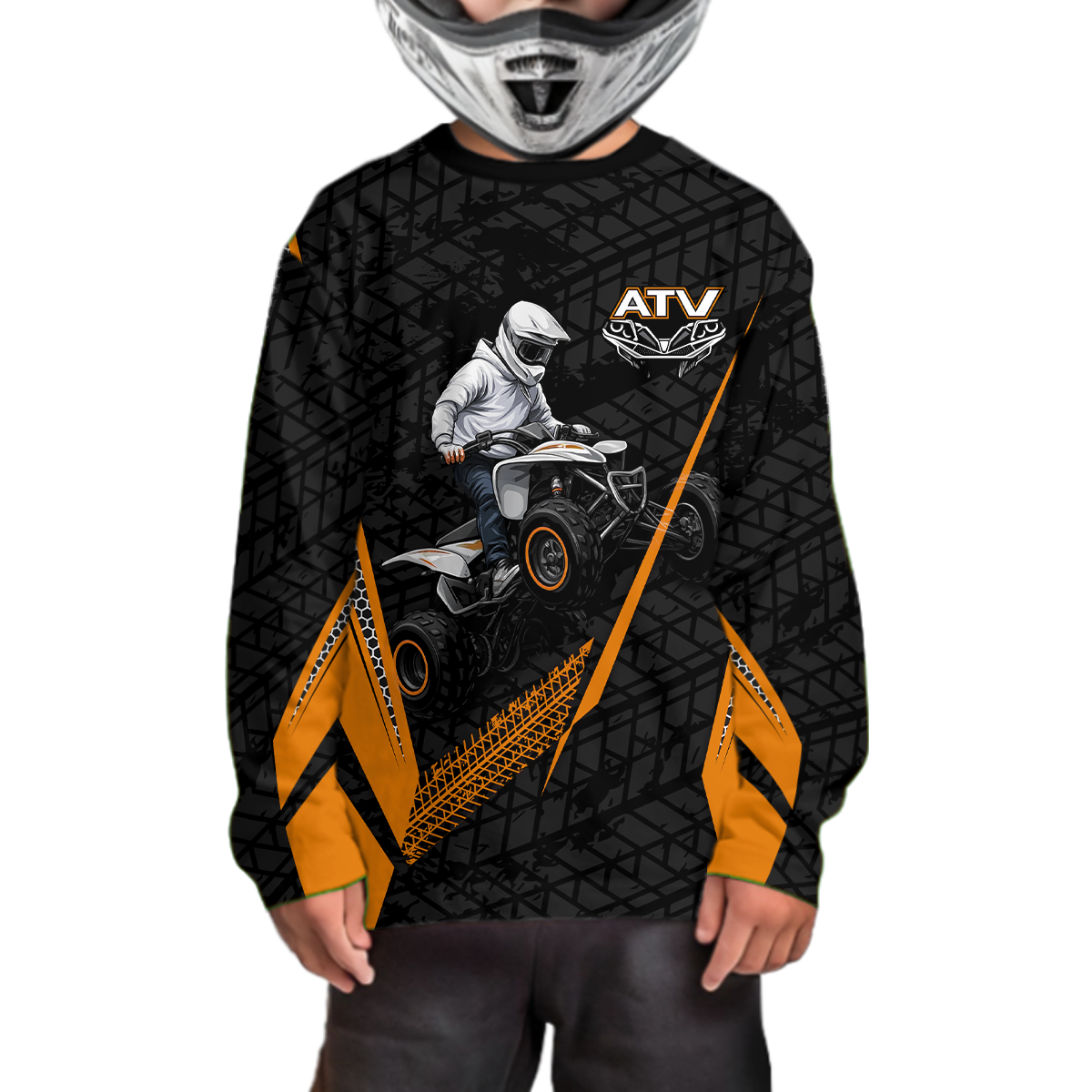 Personalized ATV Motocross Jersey For Adult & Kids UPF30+ Orange Quad Bike Shirt Off-Road ATV MX Racing NHN013