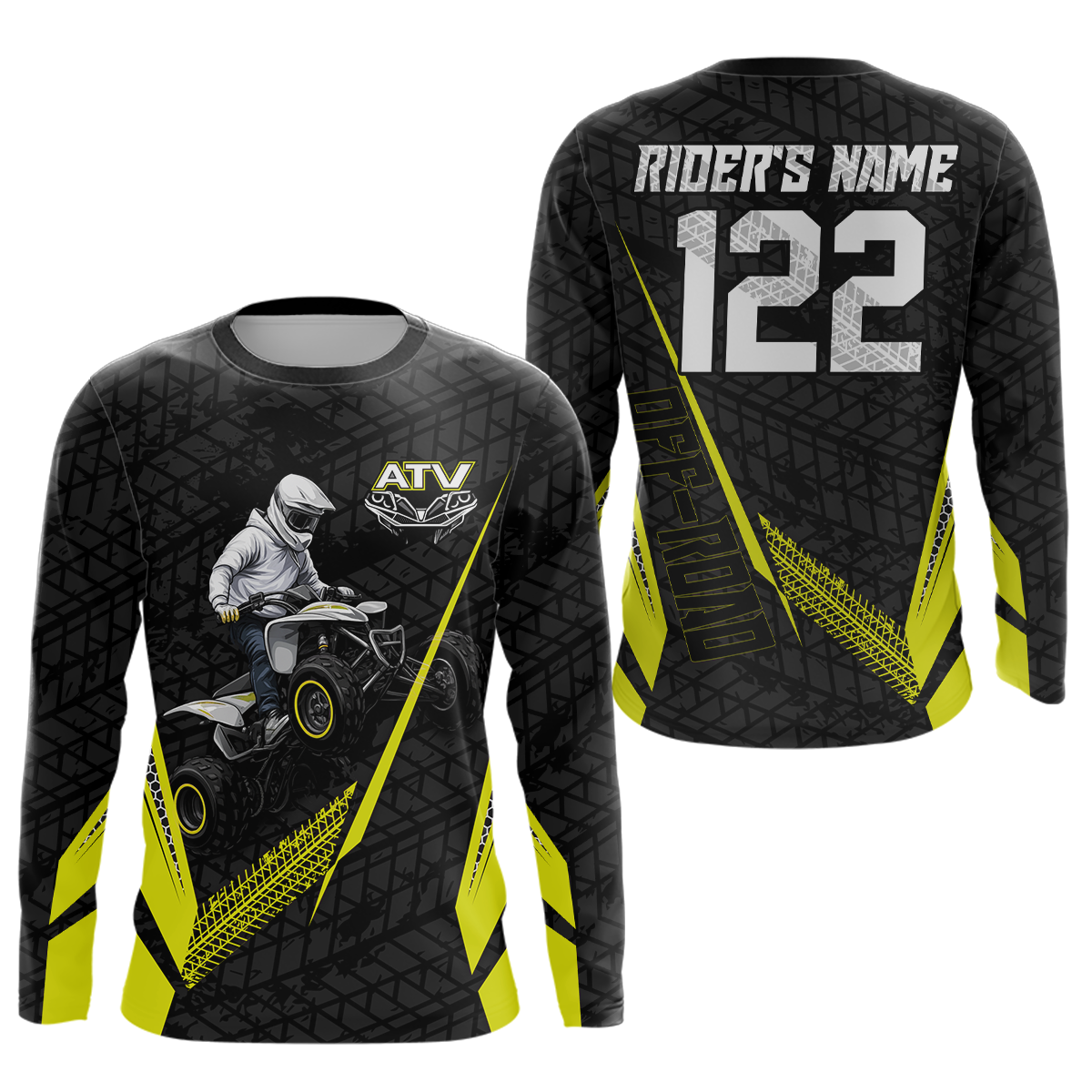 Personalized ATV Motocross Jersey For Adult & Kids UPF30+ Yellow Quad Bike Shirt Off-Road ATV MX Racing NHN013