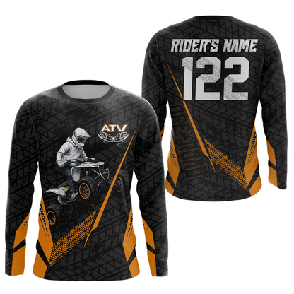 Personalized ATV Motocross Jersey For Adult & Kids UPF30+ Orange Quad Bike Shirt Off-Road ATV MX Racing NHN013