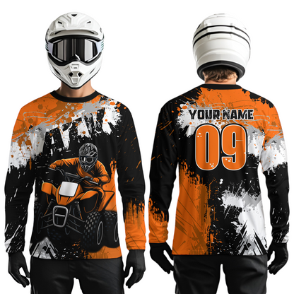 Orange ATV Motocross Jersey Personalized UPF30+ Adult&Kid Quad Bike Shirt Atv Mx Off-Road Dirt Bike NHN003