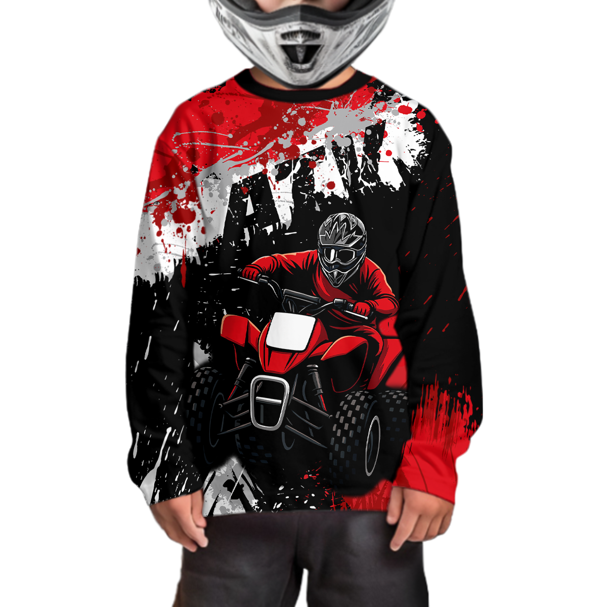 Red ATV Motocross Jersey Personalized UPF30+ Adult&Kid Quad Bike Shirt Atv Mx Off-Road Dirt Bike NHN003