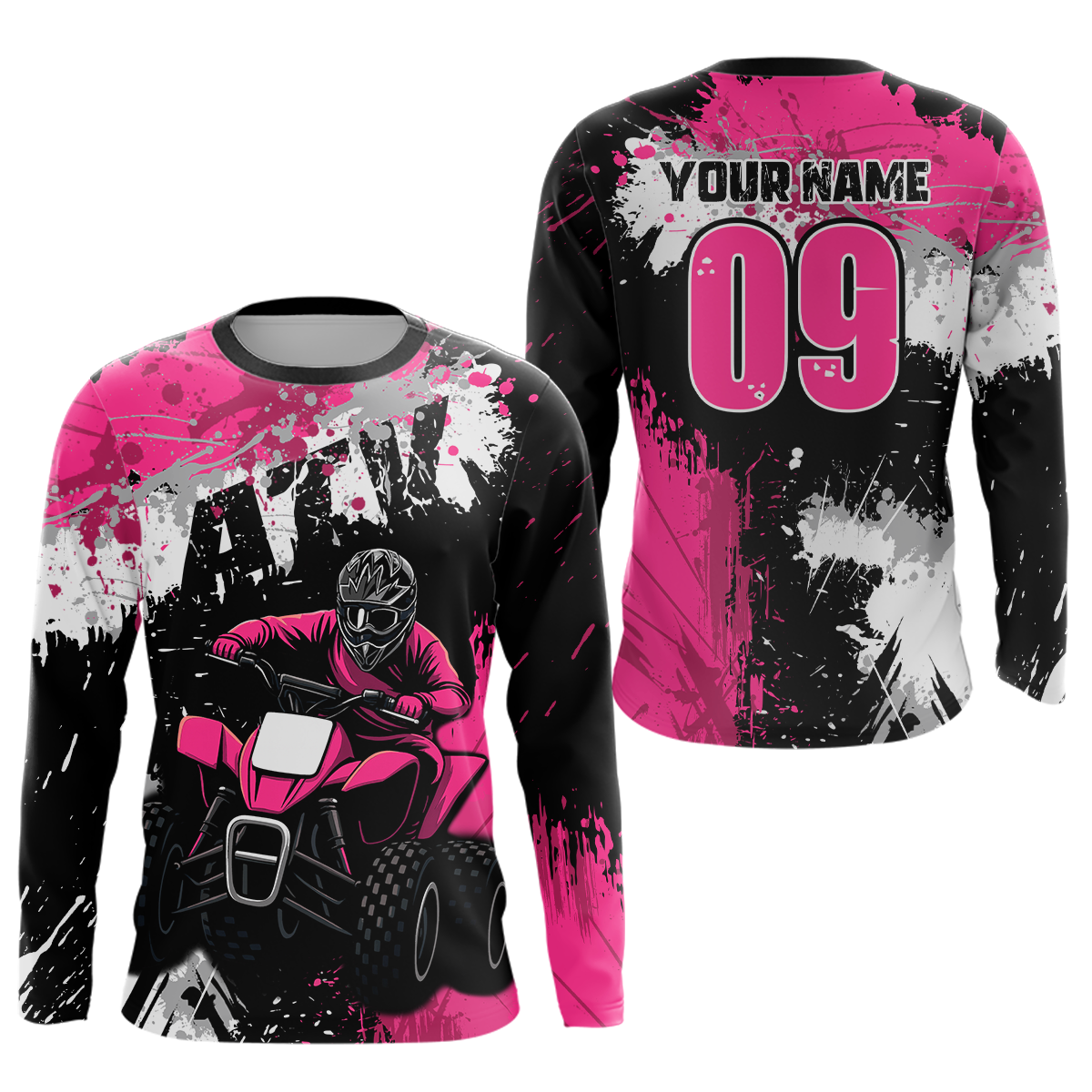 Pink ATV Motocross Jersey Personalized UPF30+ Adult&Kid Quad Bike Shirt Atv Mx Off-Road Dirt Bike NHN003