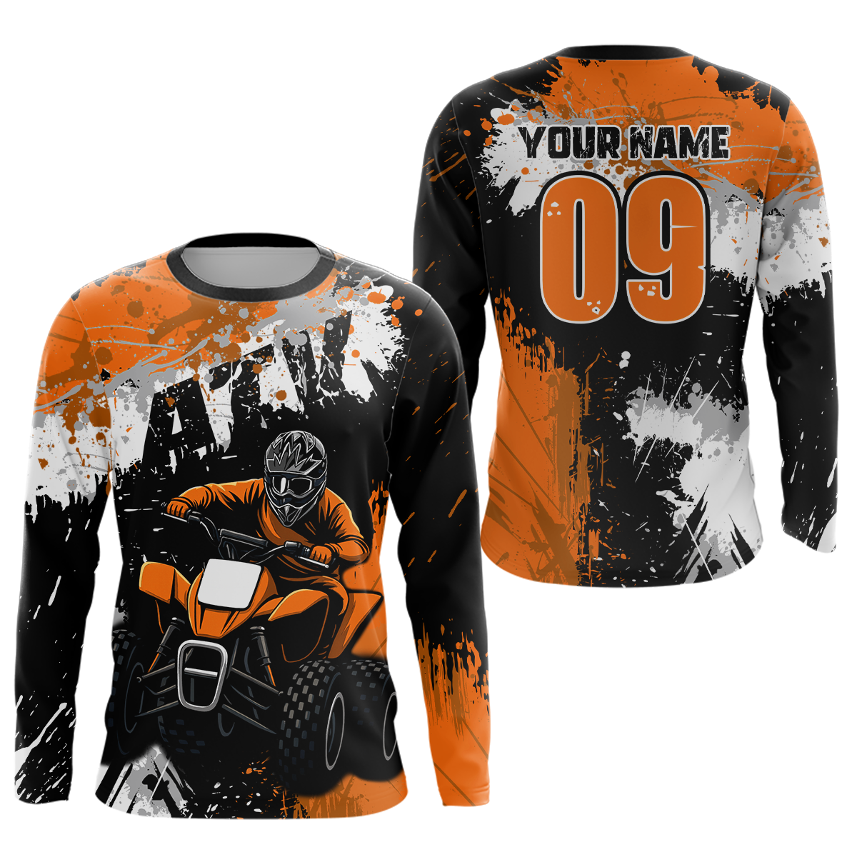 Orange ATV Motocross Jersey Personalized UPF30+ Adult&Kid Quad Bike Shirt Atv Mx Off-Road Dirt Bike NHN003