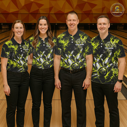 Neon Yellow Women’s Bowling Shirt Custom Bowling Team Jersey Polo & Quarter Zip TTN130