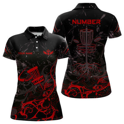 Colors Camo Black Womens Disc Golf Polo Shirt Custom Disc Golf Basket Tree Personalized Golf Gift TY2