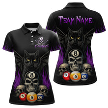 Load image into Gallery viewer, Personalized Name Bat Cat Billards Polo Shirts For Woman  Custom Team Name Billiard Shirt Design YYD0014